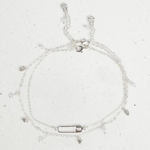 Lucky Brand Safety Pin Set Anklet - Picture 1 of 3